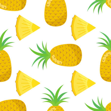 Seamless pattern of pineapple, cartoon illustration. Vectorのイラスト素材