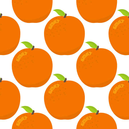 Seamless pattern of oranges, cartoon illustration. Vector