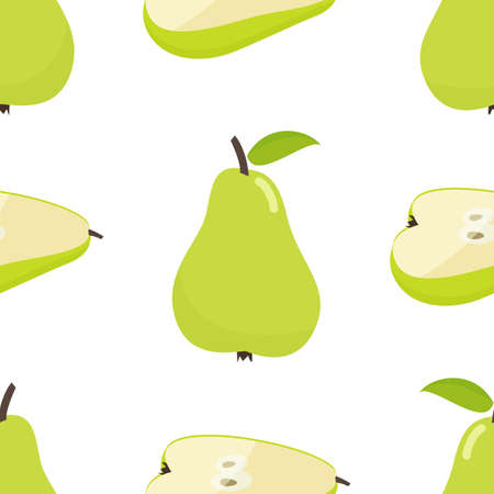 Seamless pattern of pear, cartoon illustration. Vectorのイラスト素材