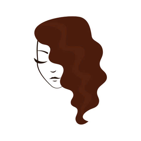Hair style women face with wavy hair. Vectorのイラスト素材