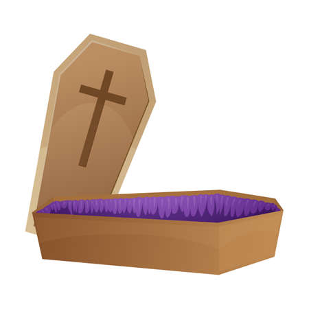 Coffin, colorful cartoon scary Halloween illustration Vectorのイラスト素材