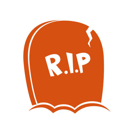 Grave with a tombstone, colorful scary Halloween illustration. Vectorのイラスト素材