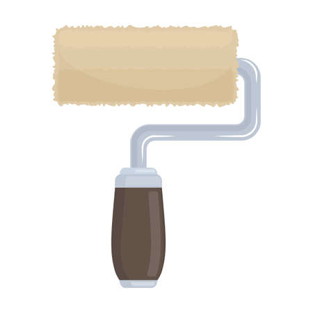 Paint roller on white background, cartoon illustration of repair tool. Vectorのイラスト素材