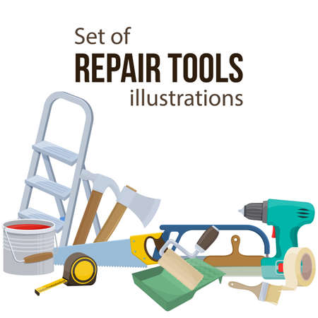 Set of building repair tools.のイラスト素材