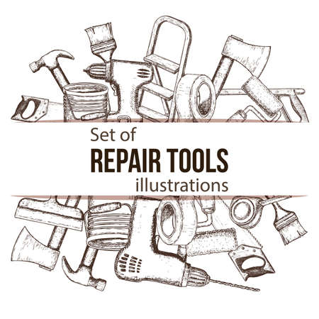 Set of building repair tools.のイラスト素材