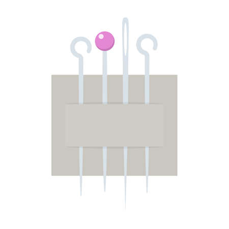 Needles and pins on white background, cartoon illustration of tool for handicrafts. Vectorのイラスト素材