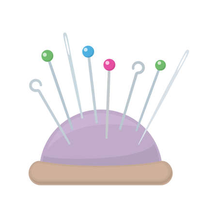 Needles and pins on white background, cartoon illustration of tool for handicrafts. Vectorのイラスト素材