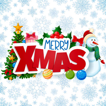 Christmas greeting card, Merry Xmas decorations. Vectorのイラスト素材