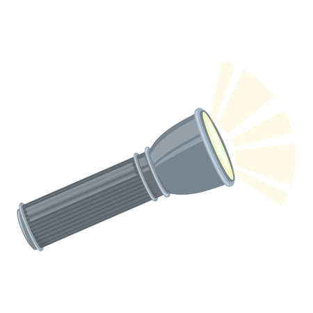 Flashlight for camping tourism, cartoon illustration of travel equipment. Vectorのイラスト素材