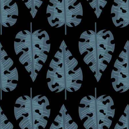 Seamless pattern with tropical leaves doodle style. Vectorのイラスト素材