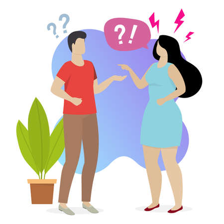 Communication between people. Man and woman argue, conflict situation and dispute. Vectorのイラスト素材