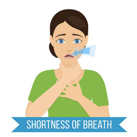 Common symptom of panic disorder - shortness of breath. Vectorのイラスト素材