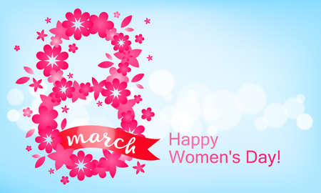 Festive background - 8 March, happy women's day, spring and flowers. Vector