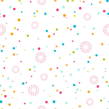 Festive seamless pattern of confetti and fireworks. Vectorのイラスト素材