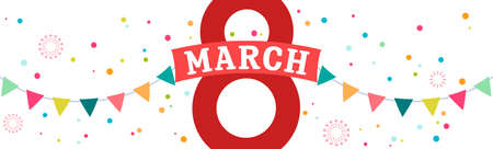 Horizontal banner, Women celebrate 8 march. Happy women s day. Vectorのイラスト素材
