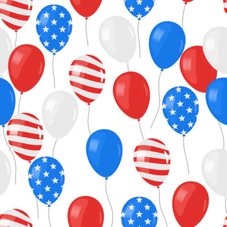 Seamless background of national colors balloons, American Independence Day. Vectorのイラスト素材