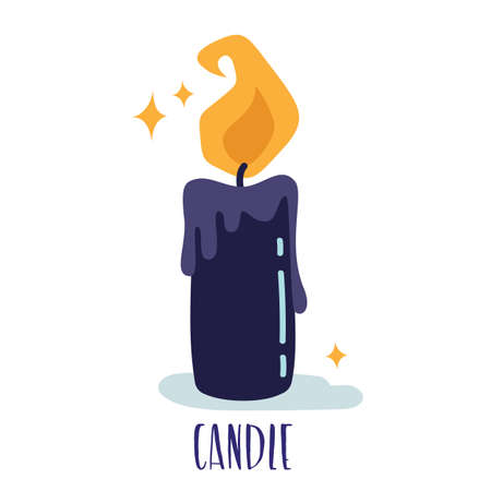 Magic witchcraft element - candle, fire with sparkles. Vectorのイラスト素材