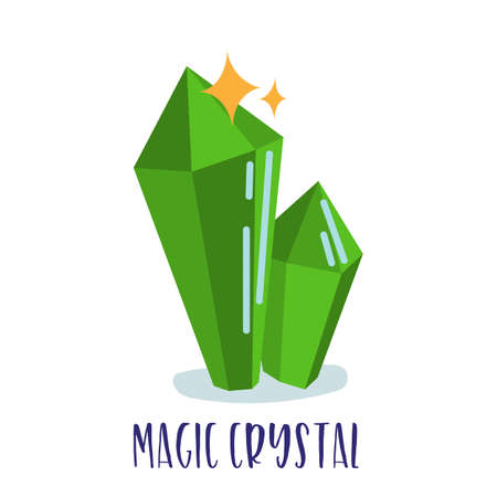 Magic witchcraft element - Green magic crystal. Vectorのイラスト素材