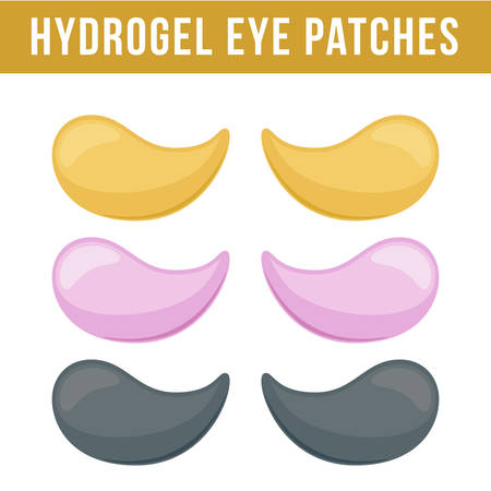 Set of hydrogel eye patches. Cosmetic collagen eye patches. Eye patches for beauty and skin care. Vectorのイラスト素材