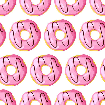 Seamless pattern of street takeaway junk food icing donut. Vectorのイラスト素材