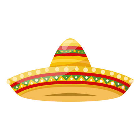Mexican traditional clothes headwear - straw sombrero. Vectorのイラスト素材