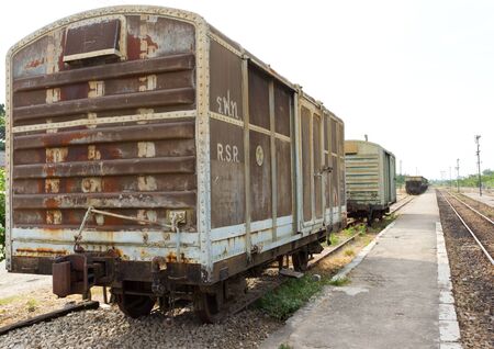 Old container bogieの写真素材