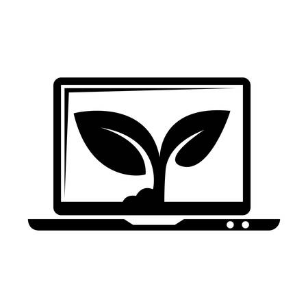 laptop with plant iconのイラスト素材