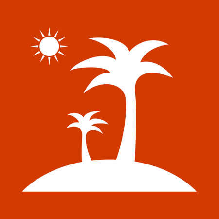 Palm trees silhouette on island. Vector illustrationのイラスト素材