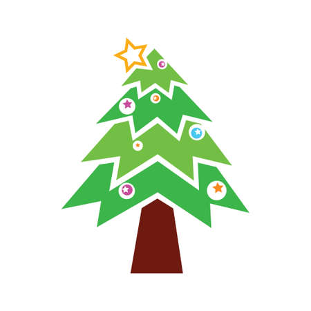 vector Christmas tree illustration - xmas silhouette symbol, winter holiday element isolatedのイラスト素材