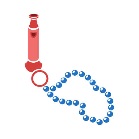 Referee whistle illustration isolated on white. Vector sport equipment - game symbolのイラスト素材