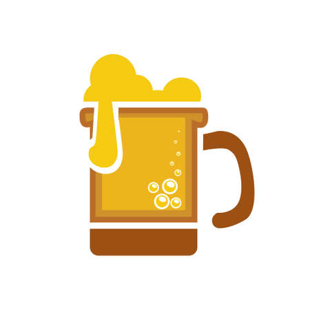 Glass of beer illustration, vector beer mug - drink alcohol symbol, bar signのイラスト素材