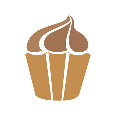 Muffin -  cupcake illustration, vector dessert - delicious sweet, bakery symbolのイラスト素材