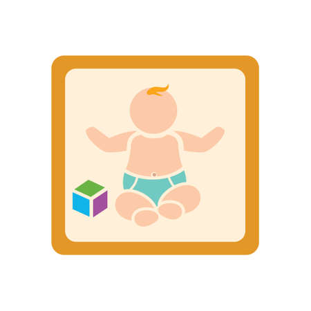 vector baby sitting illustration, cute baby - little kid, vector childのイラスト素材