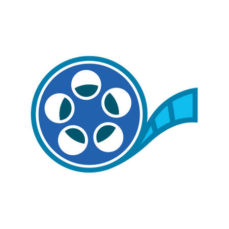 vector film reel illustration, cinema icon - filmstrip symbol, media entertainment iconのイラスト素材