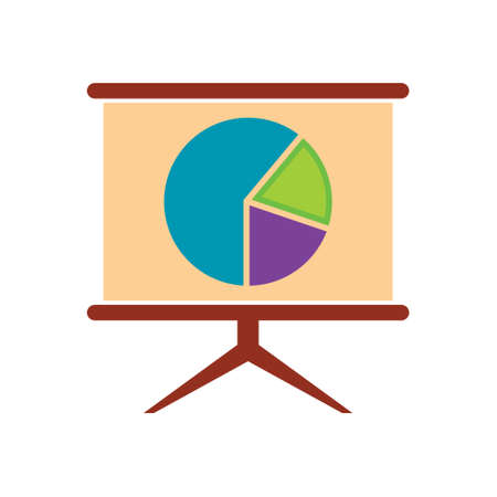Office board with charts and diagrams vector illustration tripod isolated on white background. Drawn graphs, business infochart presentation billboardのイラスト素材