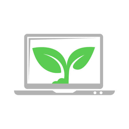 laptop with plant iconのイラスト素材