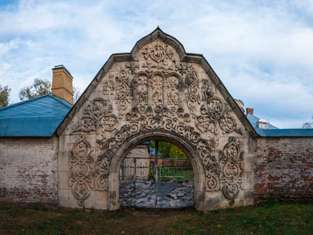 Gateway to the abandoned medieval manorの写真素材