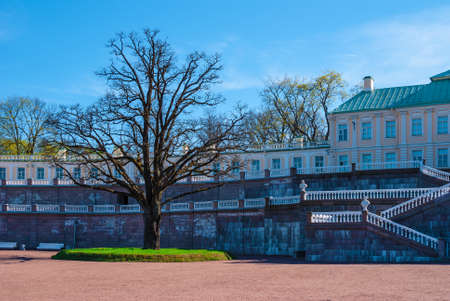 Lomonosov, Leningrad Oblast, Russia - May 10, 2015: Forecourt of Bolshoy Menshikovskiy palace. Located in Oranienbaum park on the shore of Gulf of Finlandのeditorial素材