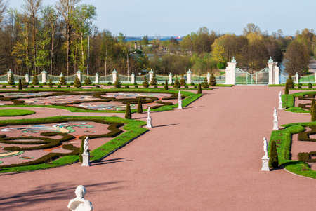 Lomonosov, Leningrad Oblast, Russia - May 10, 2015: Forecourt of Bolshoy Menshikovskiy palace. Located in Oranienbaum park on the shore of Gulf of Finlandのeditorial素材