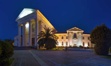 Sochi, Russia - March 31, 2016: Night view of the side gallery of the Sochi Art Museumのeditorial素材