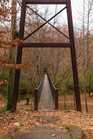 Steel span bridge in the Lullwater Park, Atlanta, USAの写真素材