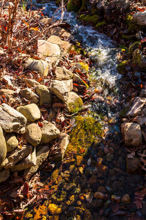 The little creek with riffle, view from above, Helenm USAの写真素材