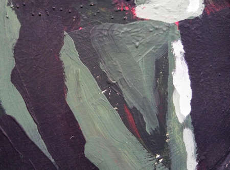Fragment of a painted metal fence. Stains of paint. Wall texture.の写真素材