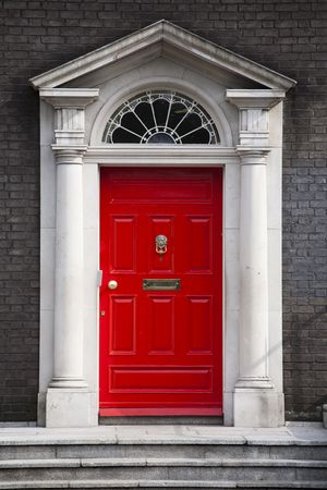Traditional house entrance door in London, England