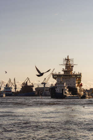 Icebreaker on the neva river in St. petersburgのeditorial素材