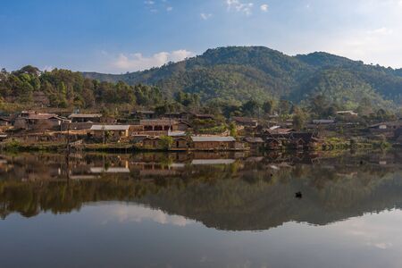 Community near the lake in the North of Thailandの写真素材