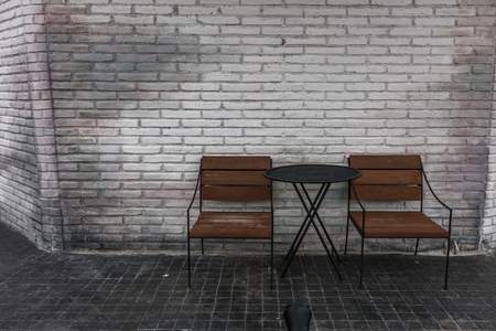 Tow chair near the whiter wallの写真素材