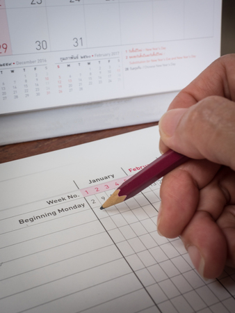 Start new year with well project planner by using planner tool and calendarの写真素材