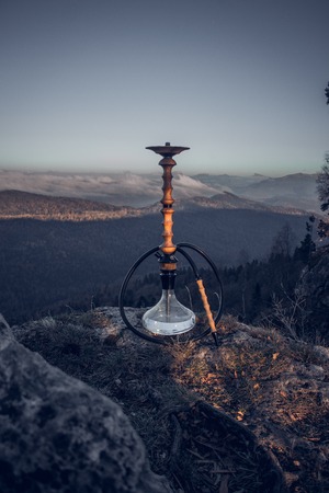 Hookah in the mountain in cloudy day