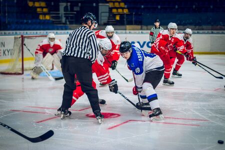 Kiev, Ukraine - December 17, 2019: ice hockey u20 world championship Ukraine - Estonia VS Poland.のeditorial素材